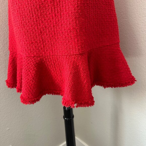 Kate Spade A Line Red Sleeveless Textured Knit Dress Ruffle Hem & Fringe Trim 2 - Picture 12 of 12